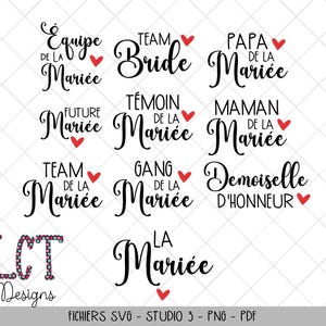 Pack de fichiers SVG thème Mariage - SVG pour EVJF, fichier de découpe silhouette mariage, svg Evjf