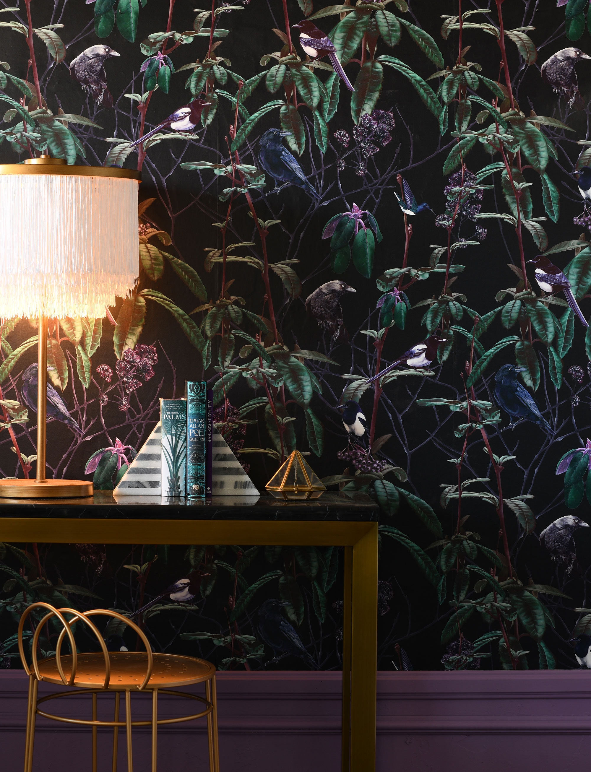 Witch and Watchman Folia Dark Wallpaper | Luxury Bohemian Wallpaper for