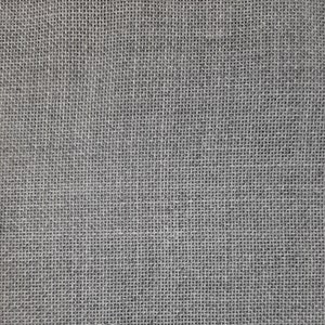 May include: Close-up of a gray burlap fabric. The coarse weave of the material is visible, creating a textured surface. The fabric has a neutral color, suitable for various craft and design projects.