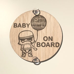 Wooden baby on board, Suction cup baby on board, Original birth gift, Baby on board sign, Young parents gift, Laser engraved baby on board