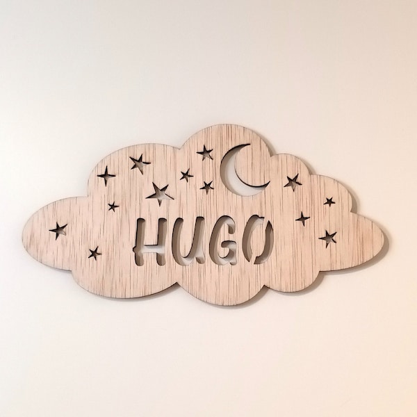 Cadeau de naissance personnalisé, prénom en bois, décor mural nuage | Décor mural chambre bébé, Lettres en bois, prénom chambre enfant bébé