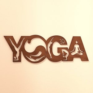 Décor mural yoga, Art mural bois - Posture de yoga, décor mural bois, Décoration d'intérieur, Affiche Padmasana, décor en bois studio de yoga