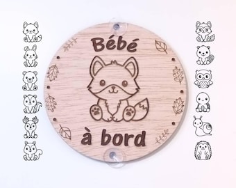 Letrero de madera "Bebé a bordo", Letrero de ventosa "Bebé a bordo", Regalo original para baby shower, Letrero de zorro "Bebé a bordo", Accesorio para coche de bebé, Letrero de "Bebé a bordo"
