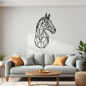 Art mural cheval, décor mural cheval, Cheval en bois, Tête de cheval géométrique, cadeau anniversaire fille, décor chambre d'enfant, horse wall art
