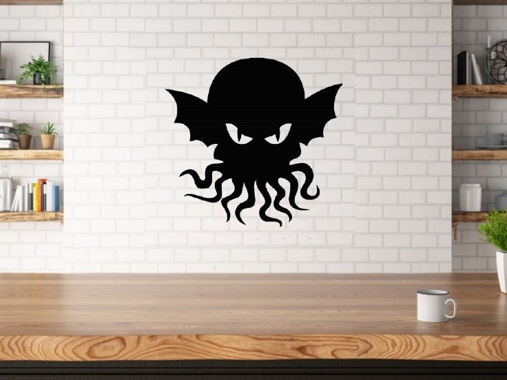 Déco Murale Cthulhu Découpe Laser Bois 5mm Lovecraft Wall Art