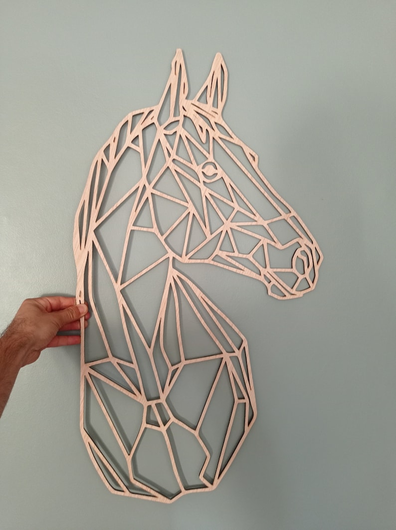 Horse wall decoration, laser-cut wooden wall art - modern and geometric home decor image 4