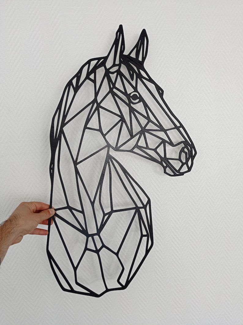 Horse wall decoration, laser-cut wooden wall art - modern and geometric home decor image 2