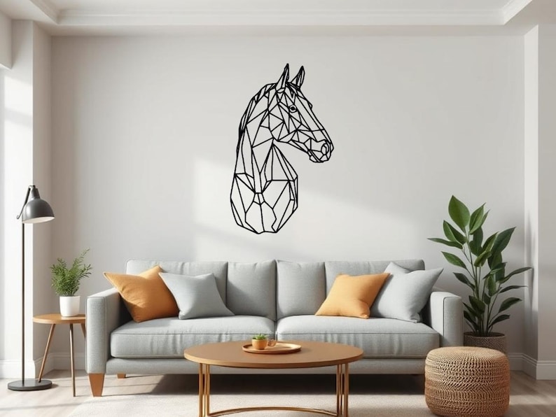 Art mural cheval, décor mural cheval, Cheval en bois, Tête de cheval géométrique, cadeau anniversaire fille, décor chambre d'enfant, horse wall art