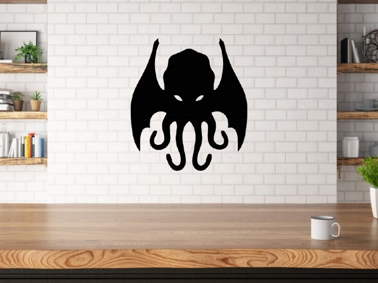 Déco Murale Cthulhu Découpe Laser Bois 5mm Lovecraft Wall Art