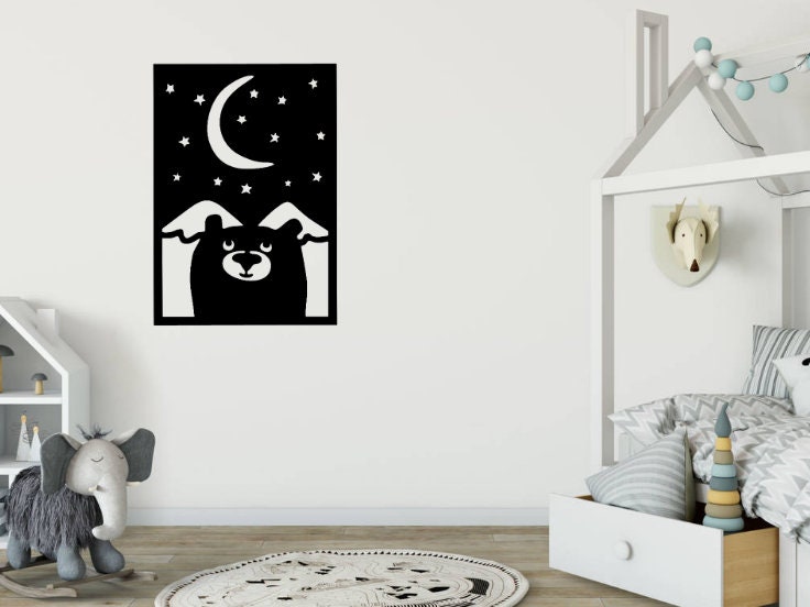 Déco Murale Chambre Style Scandinave Enfant Bébé Découpe Laser Bois 5mm Wall Art