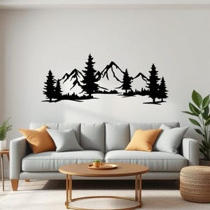 Wooden mountain wall decoration, Mountain wall art, Wood laser cutting | Nature wall decoration, Mountain decor, Mountain wall decor