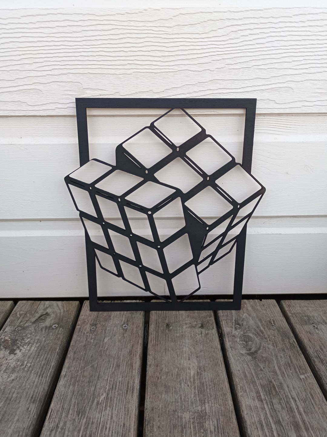 Rubik's Cube Wall Art, Rubiks Cube Wall Decor, 5mm Wood Laser Cut