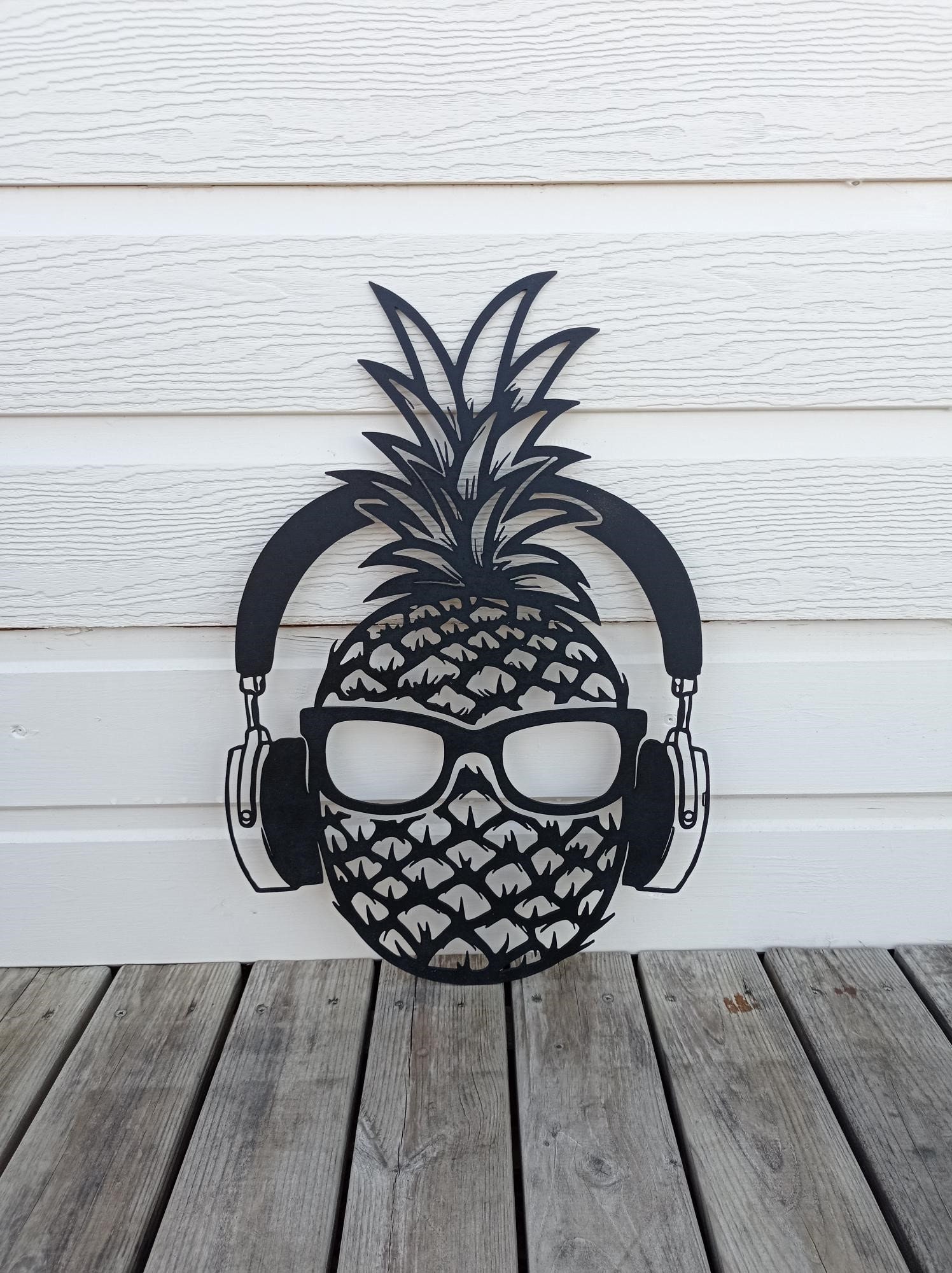 Déco Murale Ananas Funky Head Découpe Laser Bois 5mm