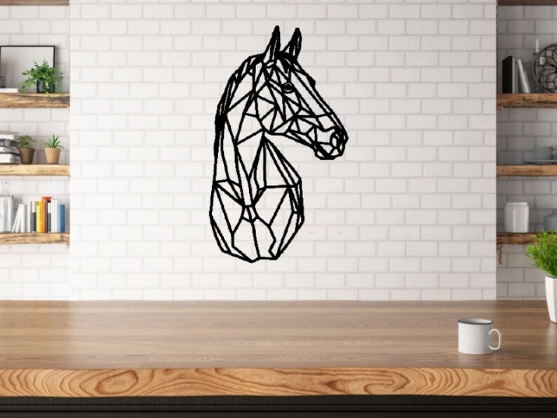 Art mural cheval, décor mural cheval, Cheval en bois, Tête de cheval géométrique, cadeau pour cavalier et équitation, wood wall art