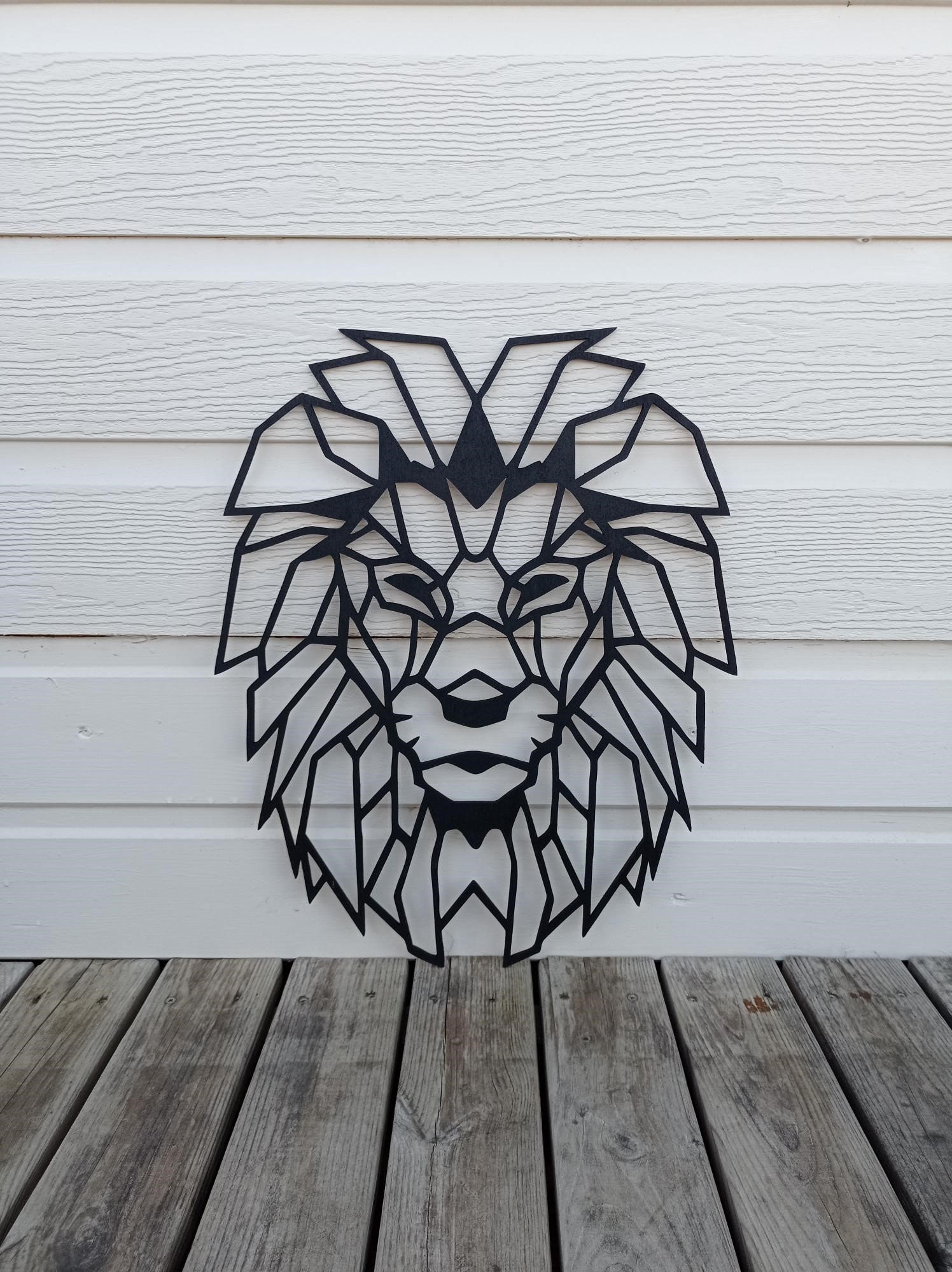 Déco Murale Lion Géométrique Découpe Laser 5mm
