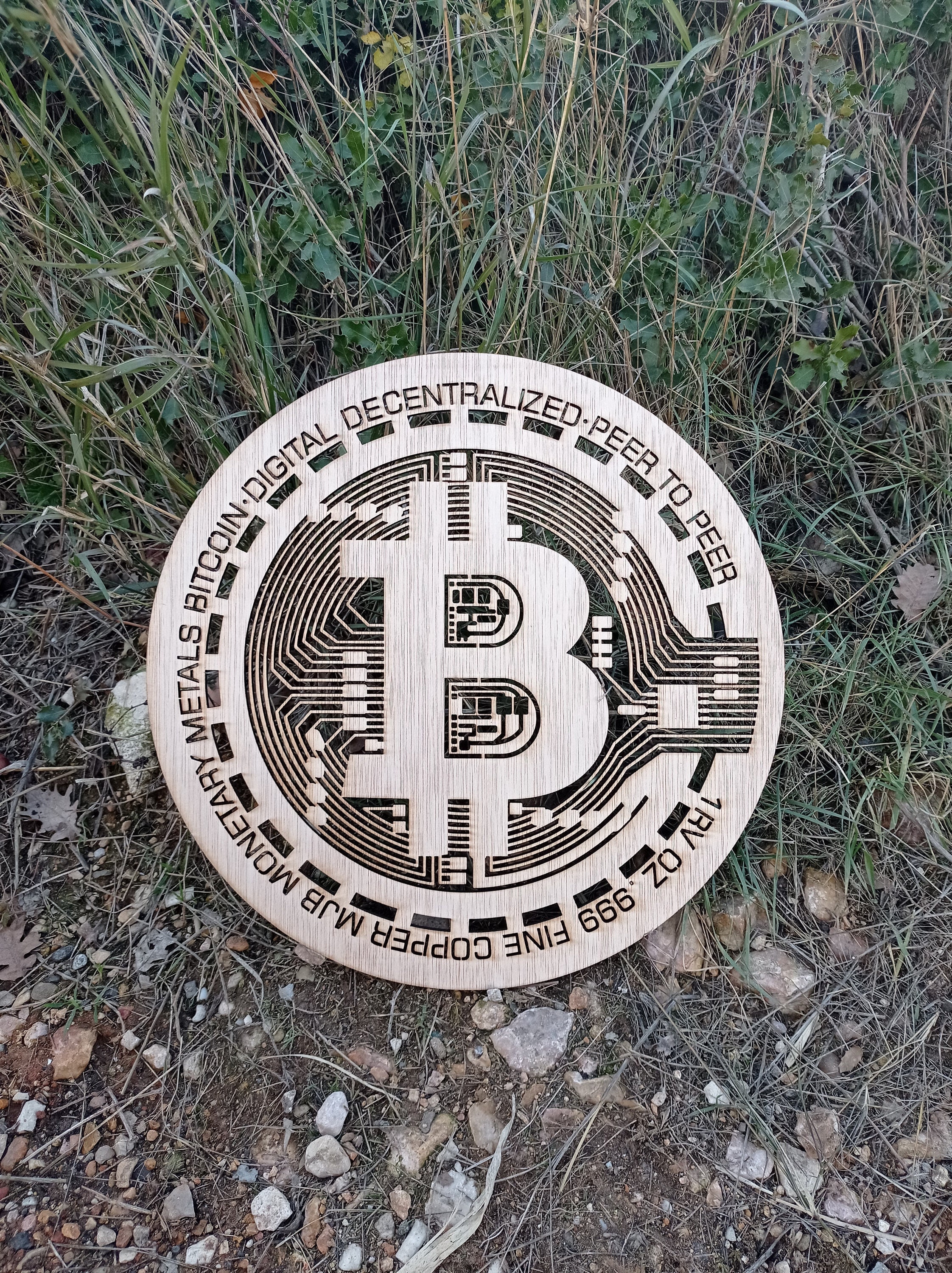 Déco Murale Bitcoin Cryptomonnaie Découpe Laser Bois 5mm Dco Wallart