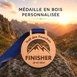 Gepersonaliseerde houten medaille, lasergegraveerde houten trofee, medaille voor trailrunning en wandelen, sportprijs, hardlopen, trail