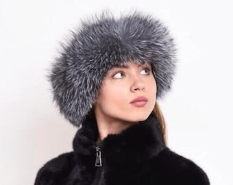 Saga Furs Black Fur Headband Black SAGA Furs Fox Fur Headband - Etsy main image 4