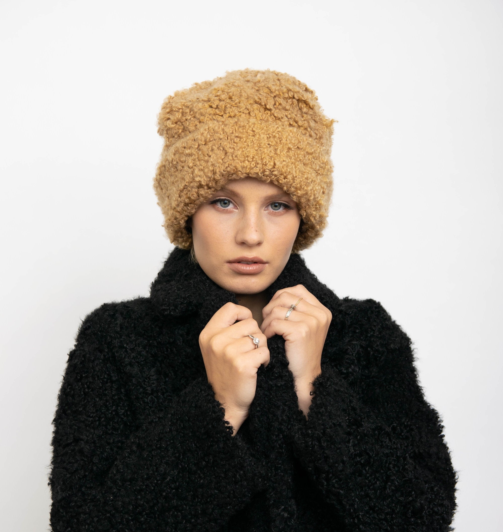 Real Sheepskin Cap Echt Lammfell Mütze Real Lambskin Cap 