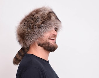 デイビー クロケット ハット - クーンスキン キャップ - 本物のウサギ