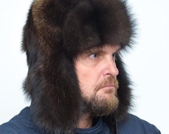 Men's Brown Marmot Full Fur Trapper Hat