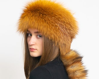Sombrero Davy Crockett, sombrero estilo Daniel Boone, piel de mapache gris, sombrero de trampero de piel de zorro rojo real con cola desmontable