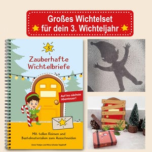 Wichtelbriefe Komplettset für dein 3. Wichtel-Jahr, inkl. Wichtelzubehör/Zubehör wie Wichteltür – Wichtel Briefe Post Set