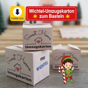 Gnome moving boxes to print and craft - Perfect for your gnome world at Christmas - Moving box for the gnome door accessories