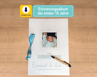 Erinnerungsalbum der ersten 18 Jahre als Geschenk zur Geburt, mint, als PDF zum Ausdrucken