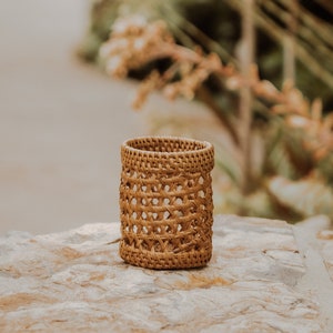 Rattan Candle Holder, Small Rattan Basket, Handwoven Basket, Wicker Basket, Straw Basket, Summer Decor, Bali Basket, Wedding Gift