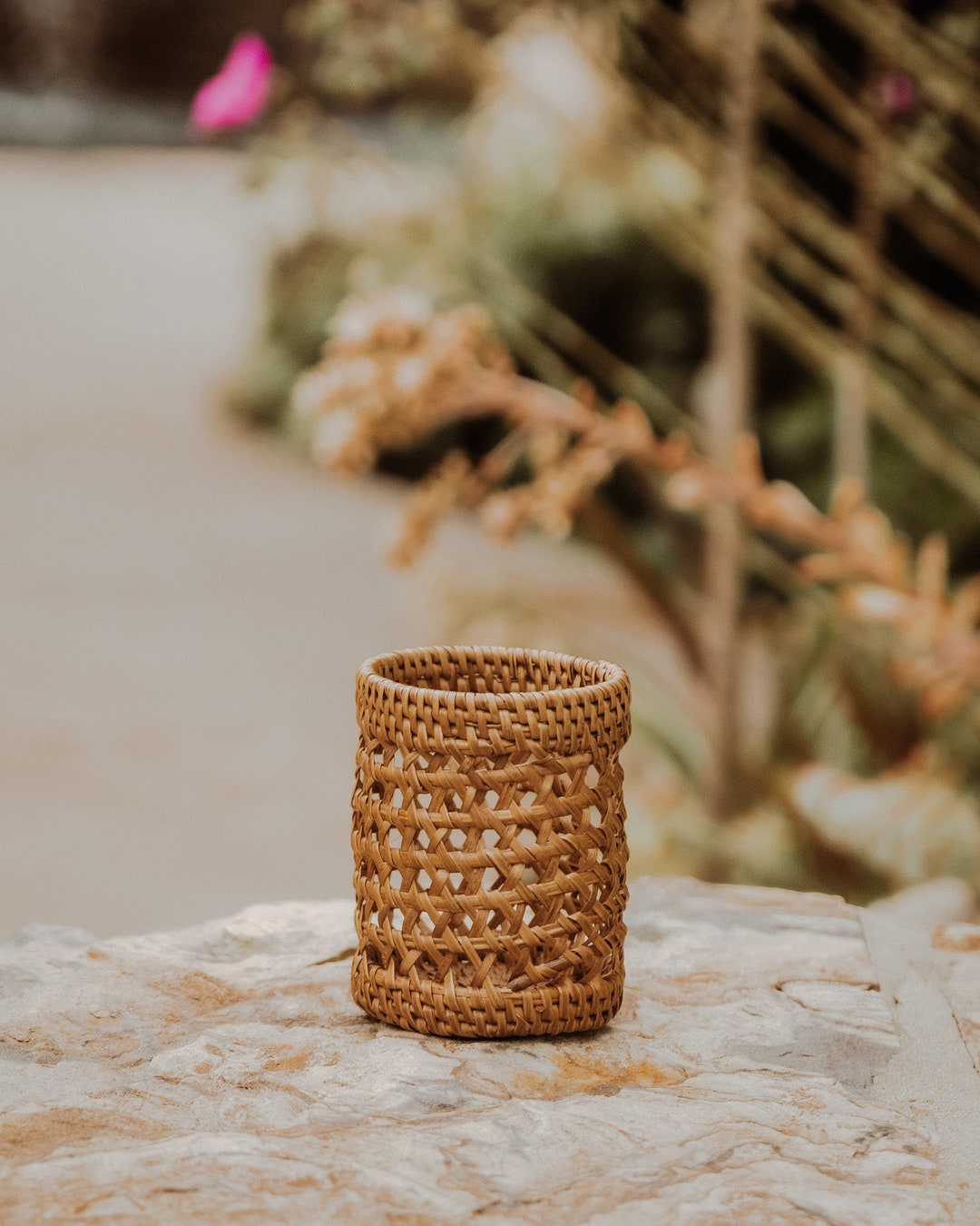 Rattan Candle Holder, Small Rattan Basket, Handwoven Basket, Wicker