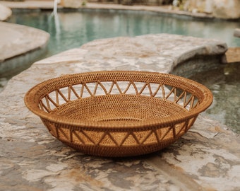 Rattan Fruit Basket, Handwoven Basket, Fruit Bowl, Wicker Basket, Straw Basket, Bread Bowl, Rattan Home Decor, Summer Decor, Wall Basket