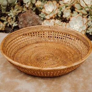Rattan Bowl, Rattan Basket, Handwoven Basket, Fruit Bowl, Wicker Basket, Straw Basket, Bread Bowl, Summer Decor, Wall Basket, Wedding Gift