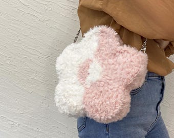 Patrón de bolso de flores de crochet en PDF: bolso de hombro de crochet bohemio de 5 pétalos, bolso colorido DIY