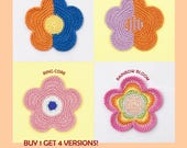 Colorful Crochet Coaster Pattern –PDF Crochet Flower Coaster Pattern, Cute Floral Coaster, DIY Boho Crochet Pattern, Rainbow Crochet Coaster