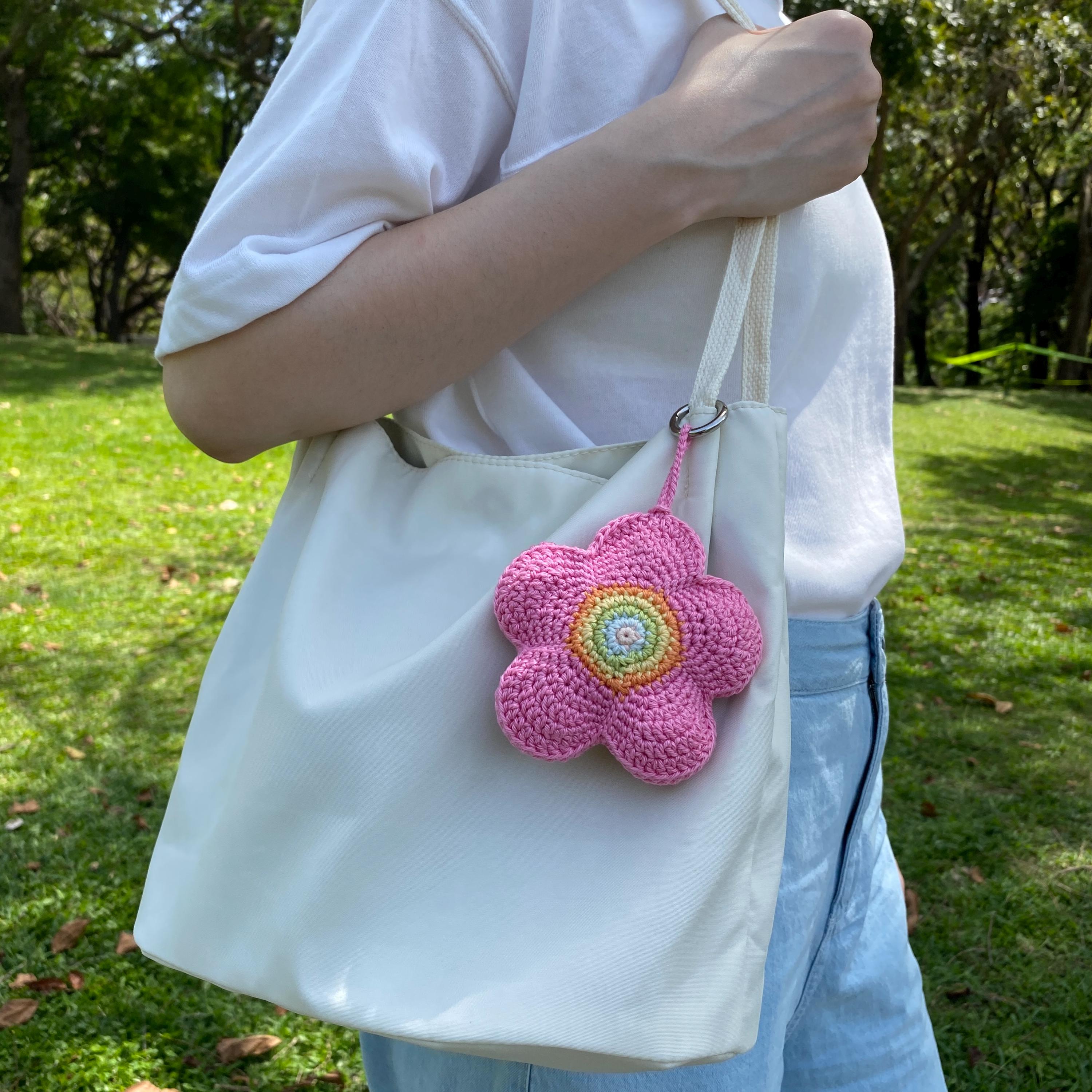 Rainbow Flower Crochet Drink Carrier PDF Pattern – Iced Coffee