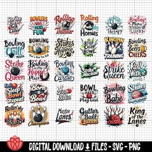 Paquete de svg de bolos, citas divertidas de bolos svg, diseños de amantes de los bolos svg, bolos de huelga, fiesta de bolos svg, juego de bolos svg, noche de bolos