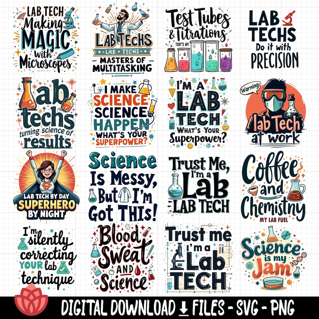Lab Tech Quotes Svg Bundle, Science Lab Designs, Medical Laboratory ...