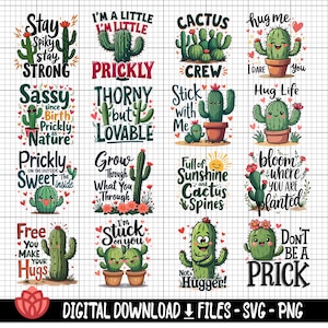 Pacchetto di cactus svg, citazioni di cactus carine svg, disegni di cactus svg, cactus del deserto svg, cactus succulento svg, cactus boho svg, amante dei cactus svg