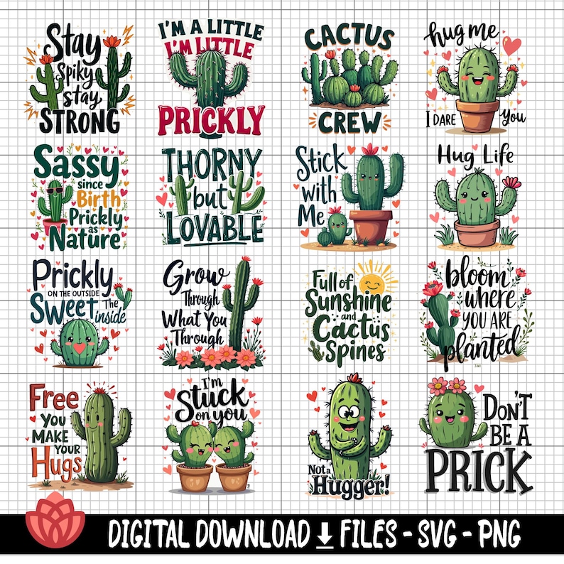 Cactus SVG Bundle, Desert Graphics, Quirky Quotes (Digital Download) image 1