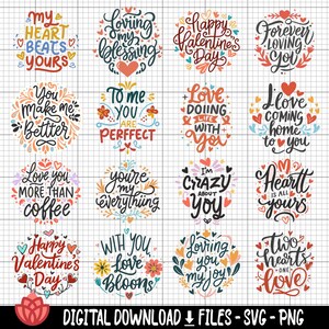 Valentine&#39;s Day Quotes svg Bundle, Love Vibes, Romantic Sayings, Heartfelt Valentine, Cupid Quotes, Valentine&#39;s Gifts, Sweetheart Sayings