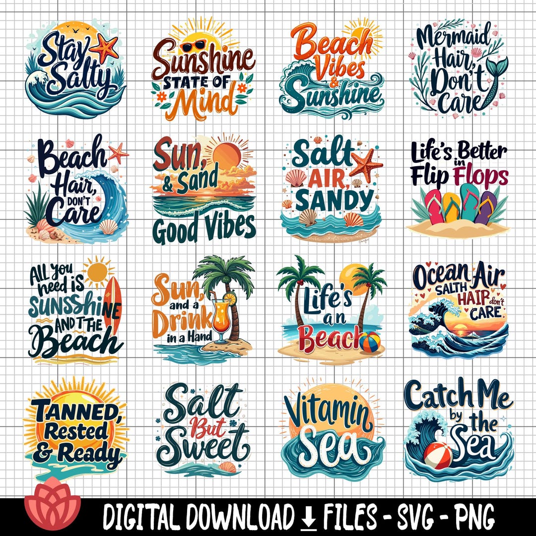 Summer Beach Quotes SVG Bundle, Tropical Designs (digital Download) - Etsy