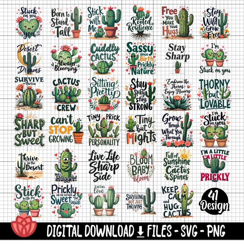 Cactus SVG Bundle, Desert Graphics, Quirky Quotes (Digital Download) image 10