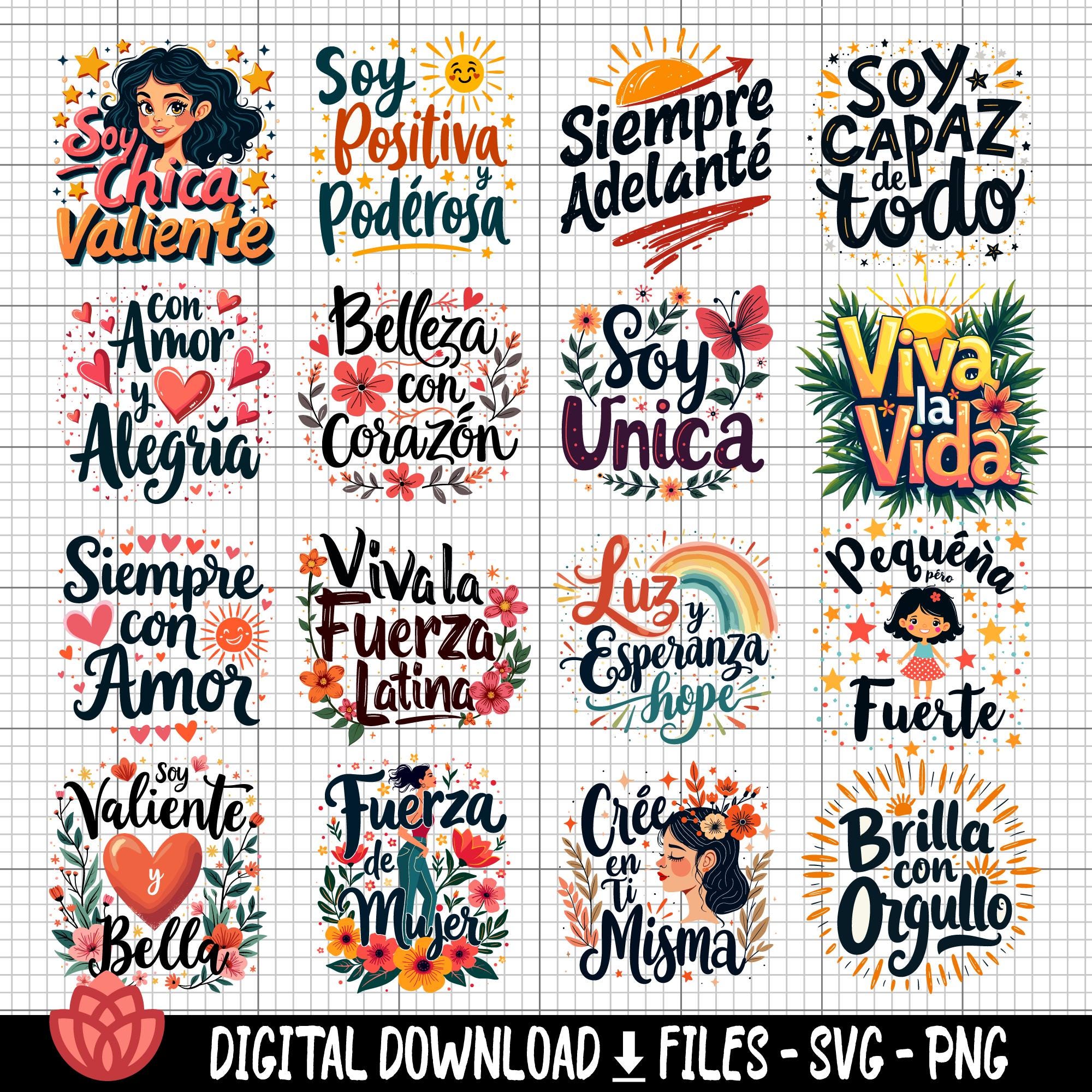 Latina Positive Quotes Bundle, Empowering Latina Designs, Latina Pride,  Strong Latina Quotes, Latina Empowerment, Inspirational Latina svg, image size:2000x2000