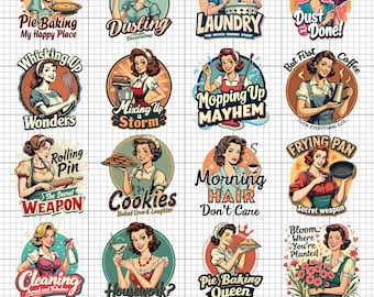 Retro Housewife Quotes SVG Bundle, 1950s Homemaker (Digital Download)