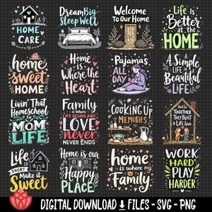 Home Life Quotes svg Bundle, Cozy Home Designs, Family Life Quotes, Home Sweet Home, Domestic Life svg, Home Decor, Family Love, Cozy Living