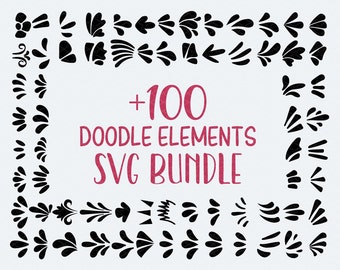 Doodle Akzent Element SVG Bundle | 100 Schnörkel Clipart (digitaler Download)