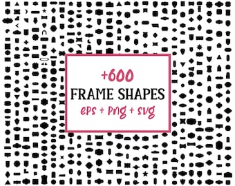 600 Frame Shapes SVG Bundle, Labels, Tags (Digital Download)