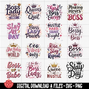 Boss Lady svg Bundle, citazioni di Boss che danno potere svg, leadership femminile svg, progetti di Girl Boss, vita da Boss Lady, donne motivazionali, donna forte