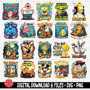 Funny Cartoon Characters svg Bundle, Hilarious Cartoon Quotes, Cartoon Humor Designs, Funny Cartoon Characters, Laugh Out Loud, Cartoon Fun